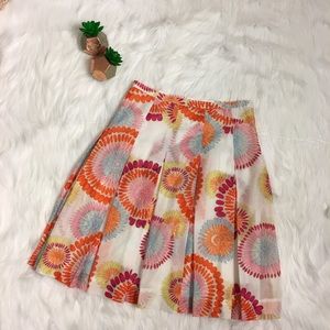 BCBGMaxAzria Floral Sunburst Pleated A-Line Skirt